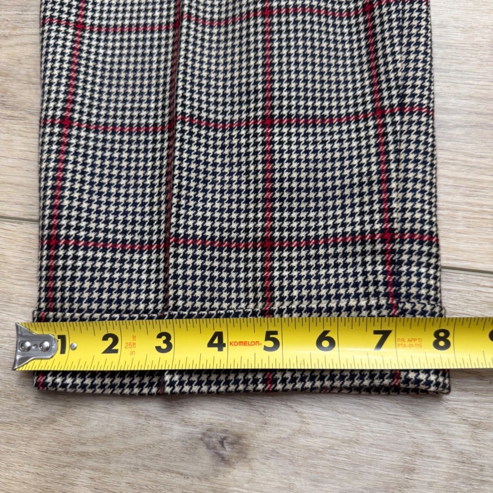 Vintage 100% Wool Pleated Slacks Plaid Houndstooth Academia Trousers Twee 6 - Picture 13 of 14